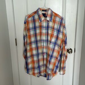 Faconnable Men’s XL Plaid Casual Button Down Shirt